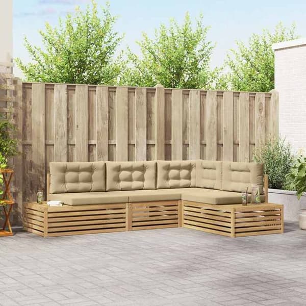 Maison Exclusive - 5 kpl Ulkokalusteiden Sohvasetti Polyesteri Valkoinen