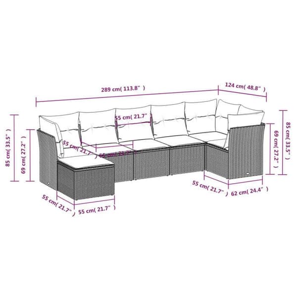 Maison Exclusive - Trädgårdsmöbler med kuddar 7 delar grå flätad resin