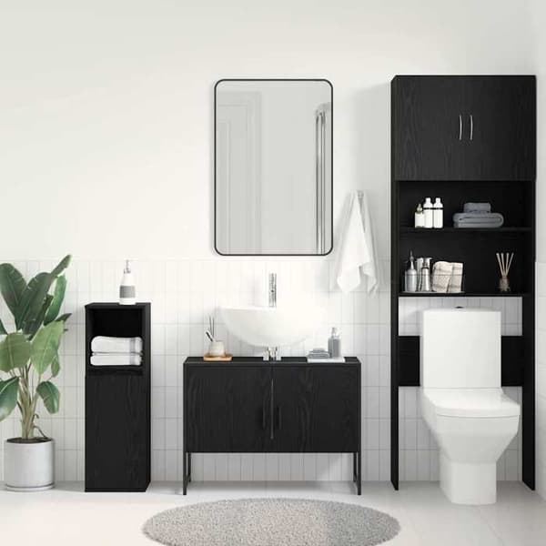 Maison Exclusive - Badeværelsesvaskeskab i sort eg 80 x 30 x 60 cm svart ek