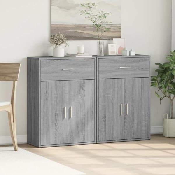 Maison Exclusive - Bufféer 2 st sonoma grå 60x30x84 cm ingenjörsträ