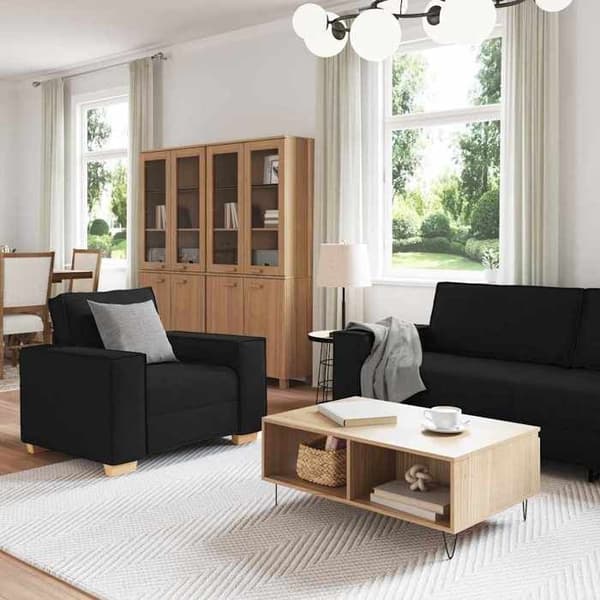 Maison Exclusive - Soffa 3 delar Svart tyg Svart