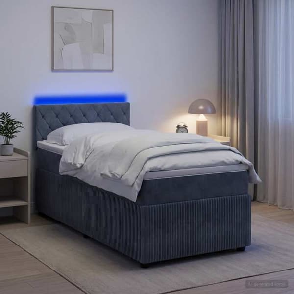 Maison Exclusive - Boxspring-sänky tummanharmaalla patjalla 90 x 200 cm Sametti Mörkgrå