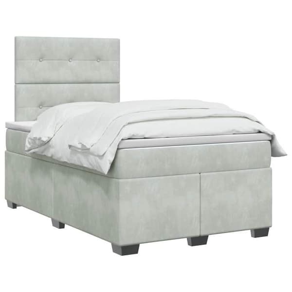 Maison Exclusive - Sängbox med madrass Ljusgrå 120 x 190 cm Sammet