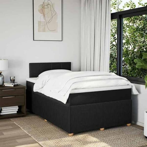 Maison Exclusive - Seng med lameller og madras Sort 120x200 cm Stof