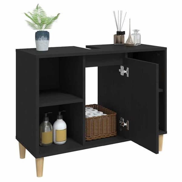 Maison Exclusive - Sort vaskemøbel 80x33x60 cm ingeniørtræ