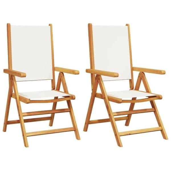 Maison Exclusive - 2 stk. foldestole hvid creme massiv akacietræ & stof Vit grädde