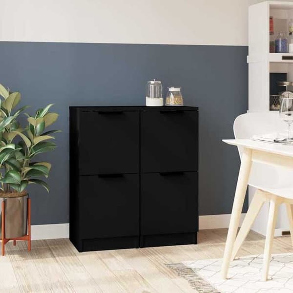Maison Exclusive - Buffet 2 stk sort 30x30x70 cm ingeniørtræ