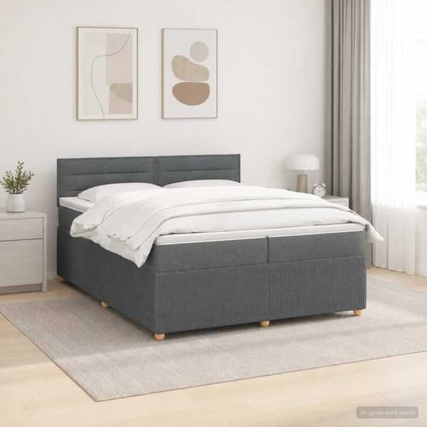Sengestel med madras - EKSKLUSIV HUS - Boxspring seng - Mørkegrå - 200 x 200 cm - Justerbar hovedgærde Mörkgrå