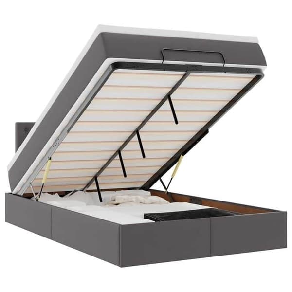 Sängsoffa - Maison Exclusive - 120x190 cm - Grå konstläder - Förvaring & LED grå