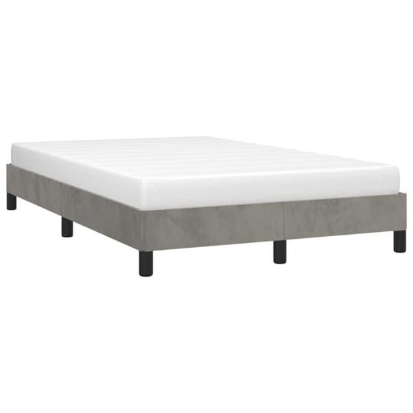 Sengestel - EKSKLUSIV HUS - 120x190 cm - Lys grå - Velour - Lamelseng ljusgrått