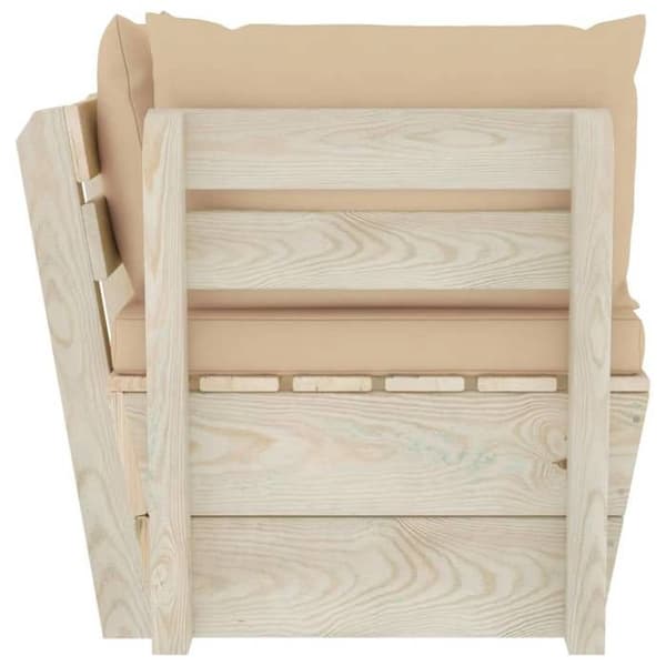 Hörnsoffa - EXKLUSIVT HEM - Palett - Impregnerad gran - Modulär - Kuddar 100% polyester - Beige