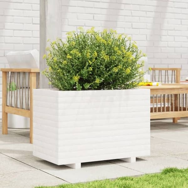Jardinière - EXKLUSIVT HUS - 70 x 40 x 49,5 cm - Massivt furu - Vit - Rektangulär Vit