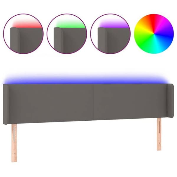 Maison Exclusive - LED Hovedgærde Grå 203x16x78/88 cm Simil læder