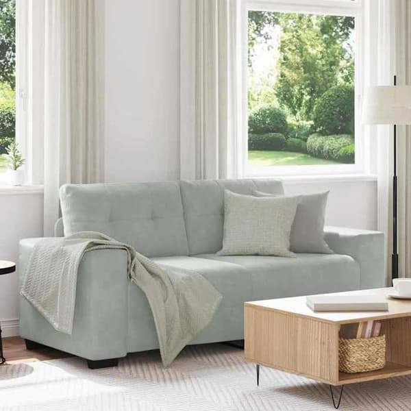 Divaani - MAISON EXCLUSIVE - Maison Exclusive - Vaaleanharmaa sametti - 2 paikkaa - 180x77x82 cm Ljusgrått