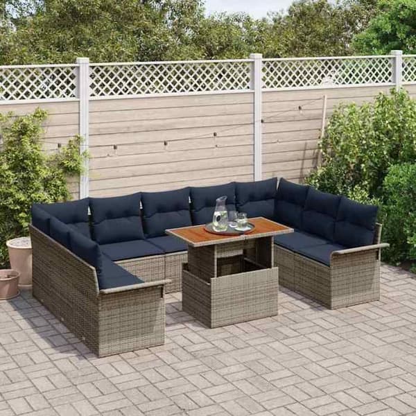 Trädgårdsmöbelset - EXKLUSIVT HUS - Modulärt - Grå - Inbyggd förvaring - Stål & poly rattan Grå