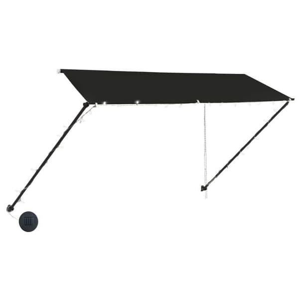 Fällbart tak - Exklusivt hus - 350 x 150 cm - Antracit - Solenergi LED antracit