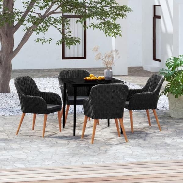 Maison Exclusive - Have spisebordssæt med puder 5 stk Sort