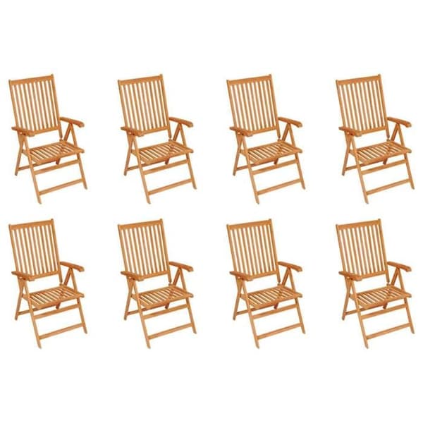 Maison Exclusive - Fällbara lutande fåtöljer, 8 delar, i massivt teak