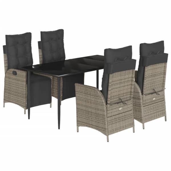 Maison Exclusive - Trädgårdsset 5 delar med grå kuddar i flätad resin