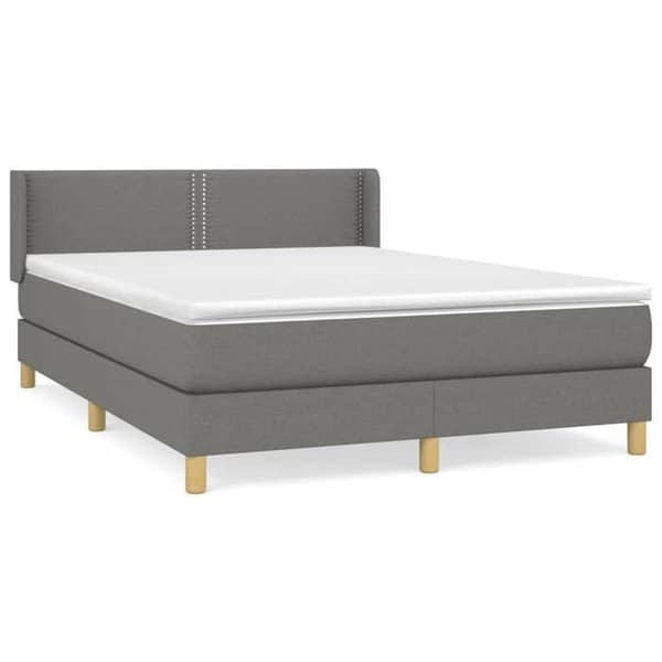 Maison Exclusive - Seng med lamelbund og mørkegrå madras 140x190cm Stof