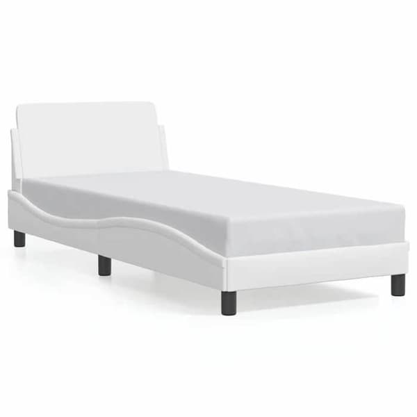 Sengestel - EKSKLUSIV HUS - Dover - Syntetisk læder hvid - 90x190 cm - Lamelseng Vit