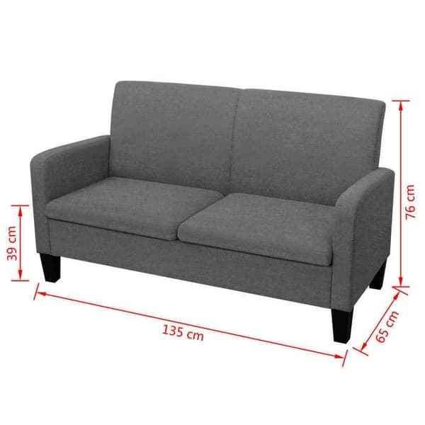 Maison Exclusive - 2-paikkainen sohva 135x65x76 cm Tummanharmaa Mörkgrå