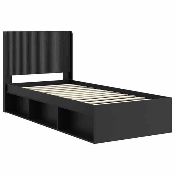 Maison Exclusive - Sängram med förvaring och sänggavel Svart 90 x 200 cm