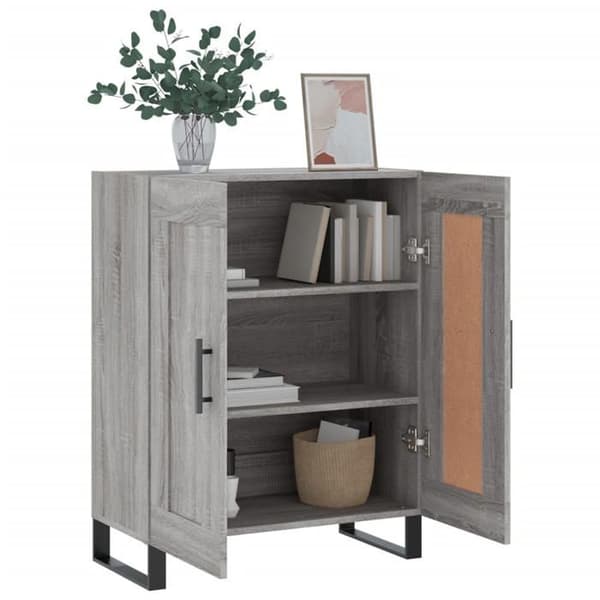 Buffé - EXKLUSIVT HUS - Sonoma grå 69,5x34x90 cm - Ingenjörsträ - Stort kapacitet - Väggmontering ingår Sonoma grå
