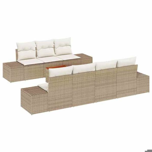 Maison Exclusive - 8 osan beige polyrottinkinen puutarhakalustesetti