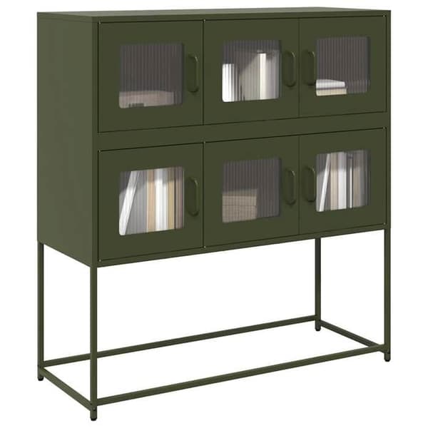 Maison Exclusive - Buffet grøn oliven 100,5x39x107 cm koldvalset stål
