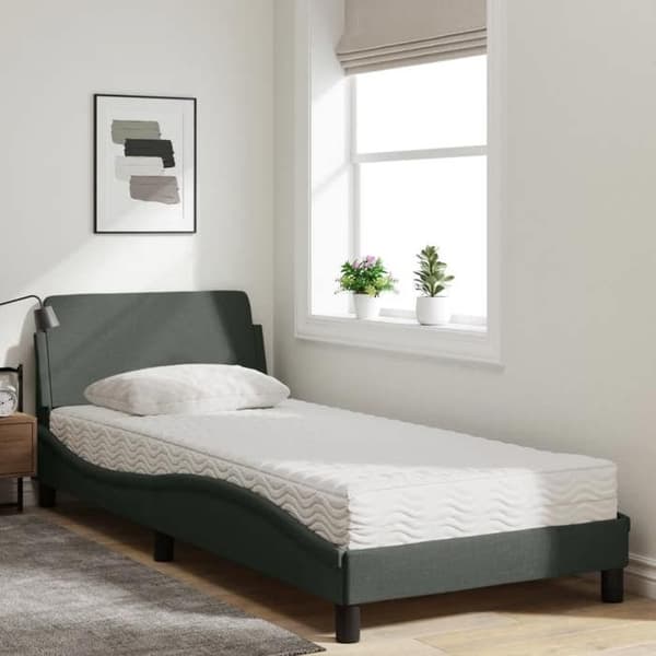 Maison Exclusive - Säng med Dover mörkgrå madrass 90x190 cm tyg