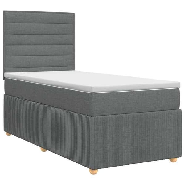 Maison Exclusive - Boxspring säng med madrass Mörkgrå 90 x 200 cm Tyg