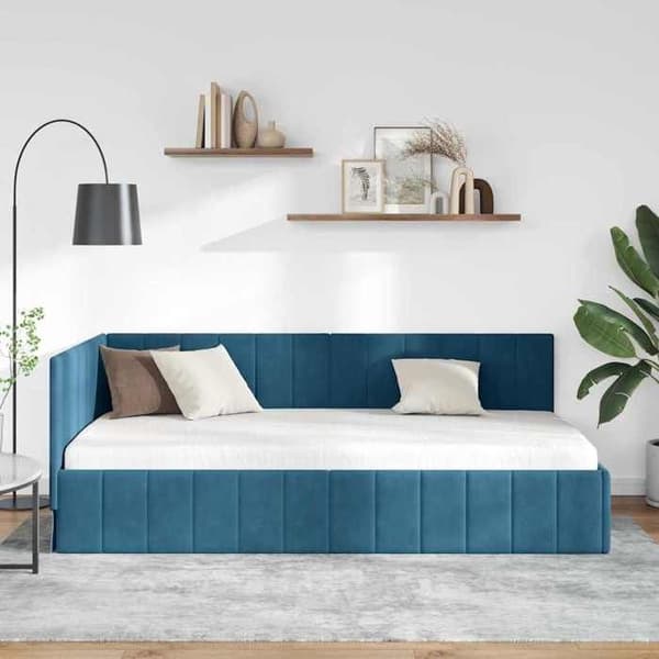 Maison Exclusive - Blå hörnsängram 90 x 190 cm Sammet Blå