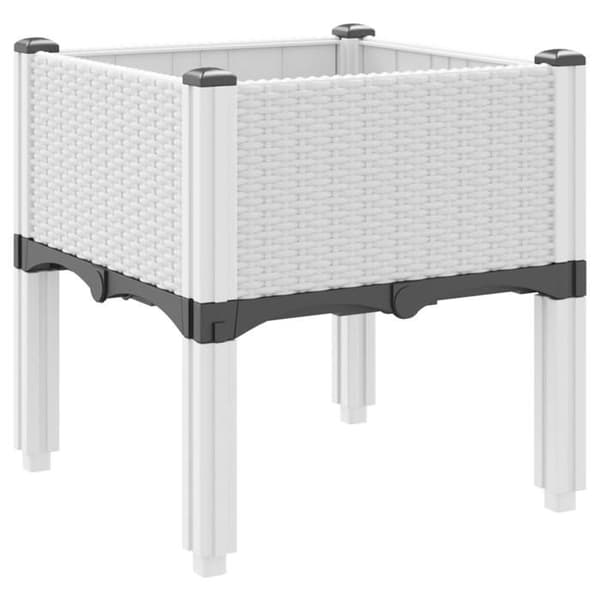 Jardiniär - EXKLUSIVT HUS - Rattanutseende - 40x40x42 cm - Stötsäker polypropen - Vit Vit