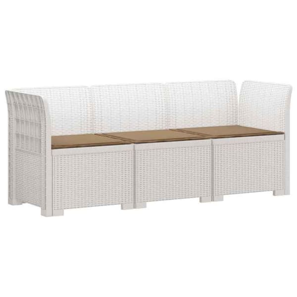Maison Exclusive - Trädgårdsoffa 3 platser med kuddar i rattanlook PP Vit