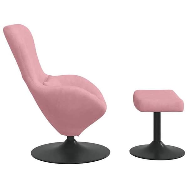 Fåtöljer & Relaxfåtöljer - MAISON EXCLUSIVE - Äggstol - Rosa sammet - 360° svängbar bas - Med puff Ros