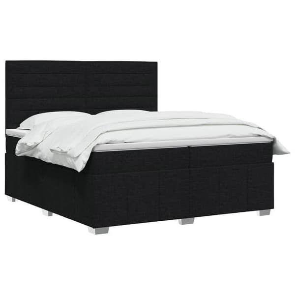 Maison Exclusive - Boxspring säng med madrass Svart 200 x 200 cm Tyg