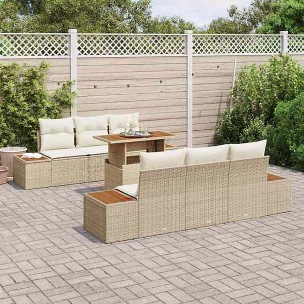 Maison Exclusive - 7 osan puutarhakalustesarja beige ja kerma