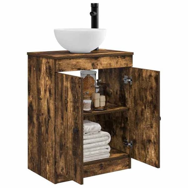 Maison Exclusive - Badeværelsesmøbel med vask Røget eg 54 x 35 x 83 cm