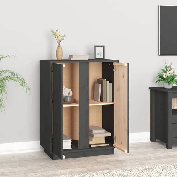 Buffé - EXKLUSIVT HUS - 60 x 35 x 80 cm - Massivt furu - Grå - Klassisk stil Grå