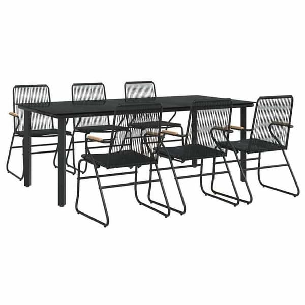 Maison Exclusive - Have spisebordssæt 7 dele Sort Rattan PVC
