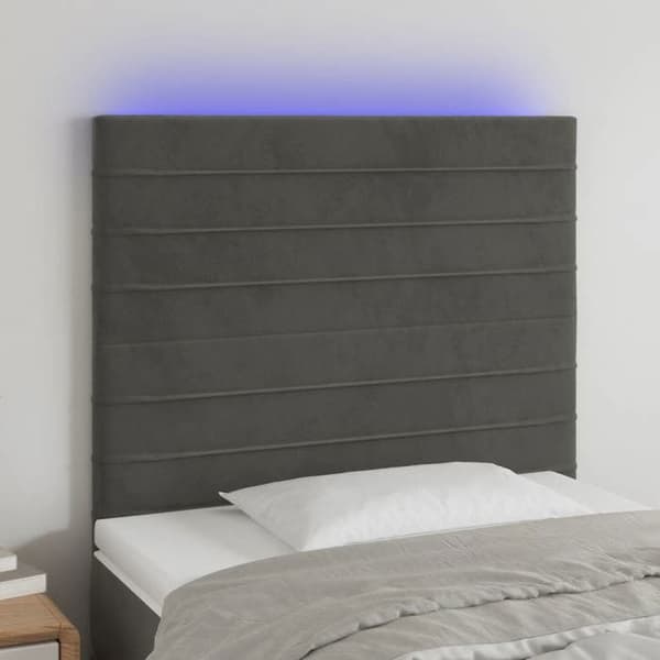 Maison Exclusive - LED-päätyharso Tummanharmaa 90x5x118/128 cm Sametti mörkgrå