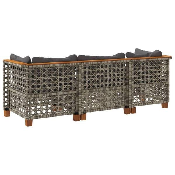 Maison Exclusive - Trädgårdsoffa med kuddar 3 platser grå flätad resin grå