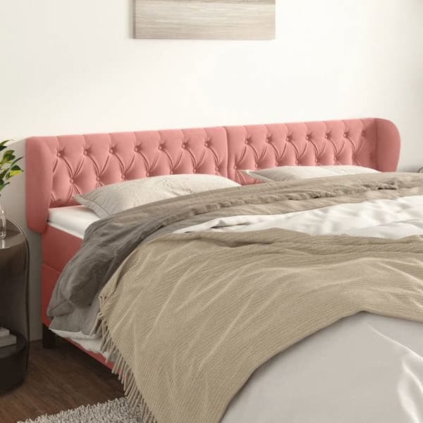 Maison Exclusive - Päätylevy korvilla Vaaleanpunainen 203x23x78/88 cm Sametti Ros