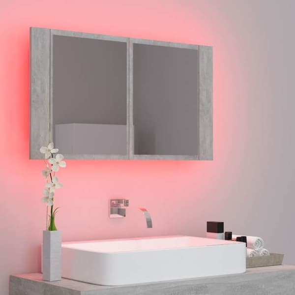 Maison Exclusive - LED-peilikaappi harmaa betoni akryyli