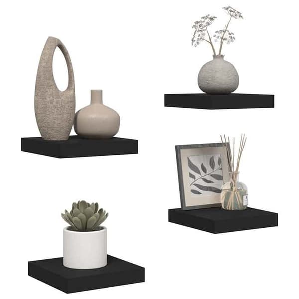 Maison Exclusive - Flydende væghylder 4 stk sort 23x23,5x3,8 cm MDF