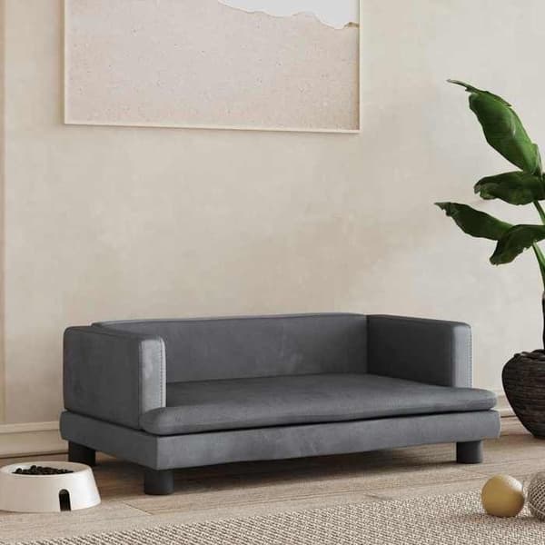 Maison Exclusive - Tummanharmaa koiranpeti 80x45x30 cm samettia mörkgrå