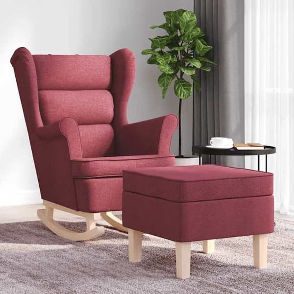 Maison Exclusive - Keinutuoli jalkatuella Bordeaux-punainen Kangas