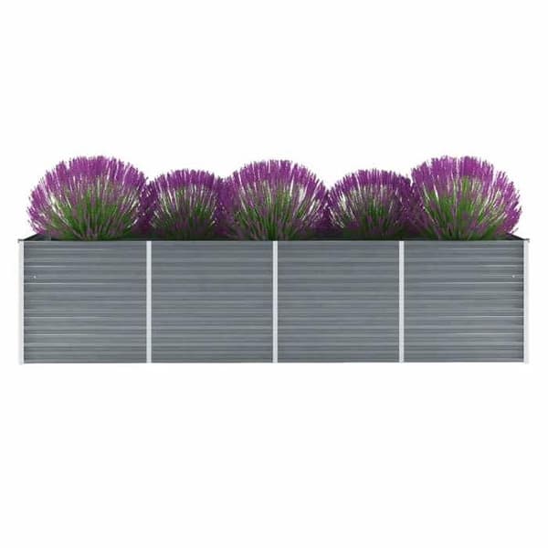 Maison Exclusive - Upphöjd trädgårdssäng i galvaniserat stål 320x80x77 cm Grå