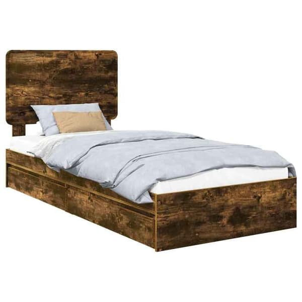 Maison Exclusive - Förvaringssäng Ek rökig 90 x 200 cm Ingenjörsträ